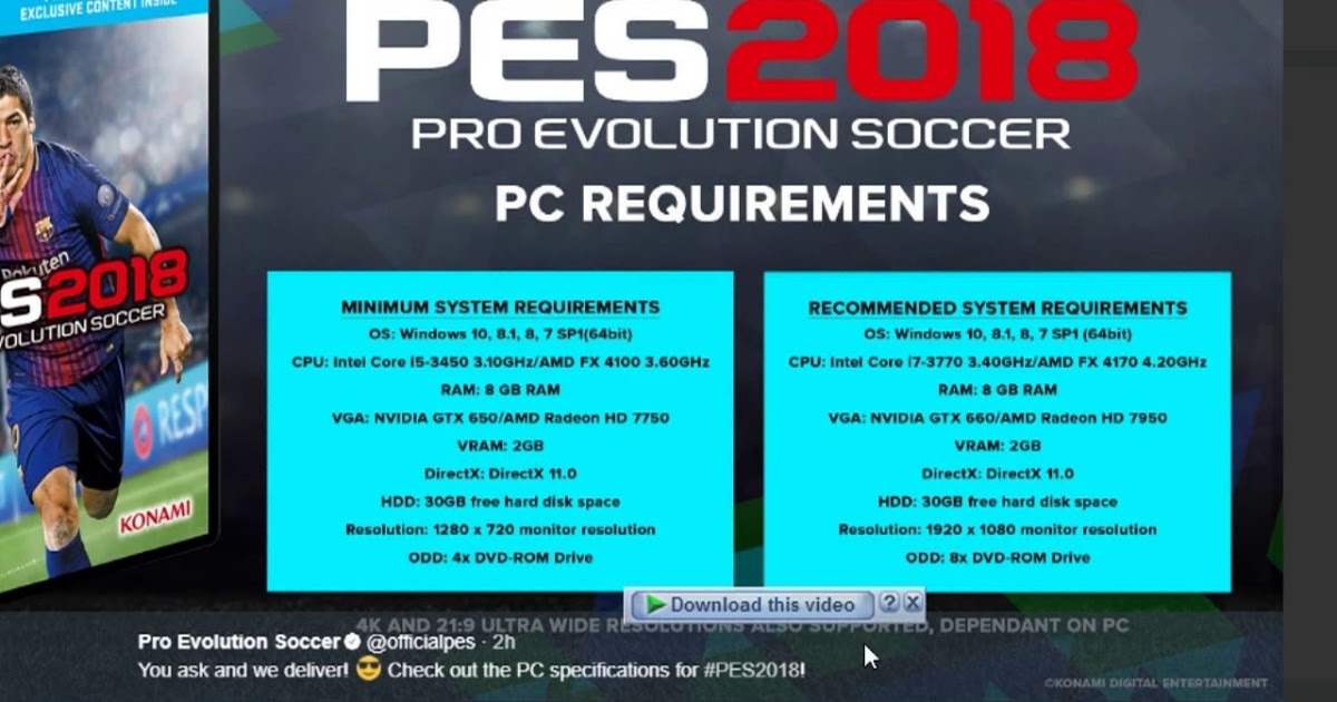 Key for pes 2018 to pc